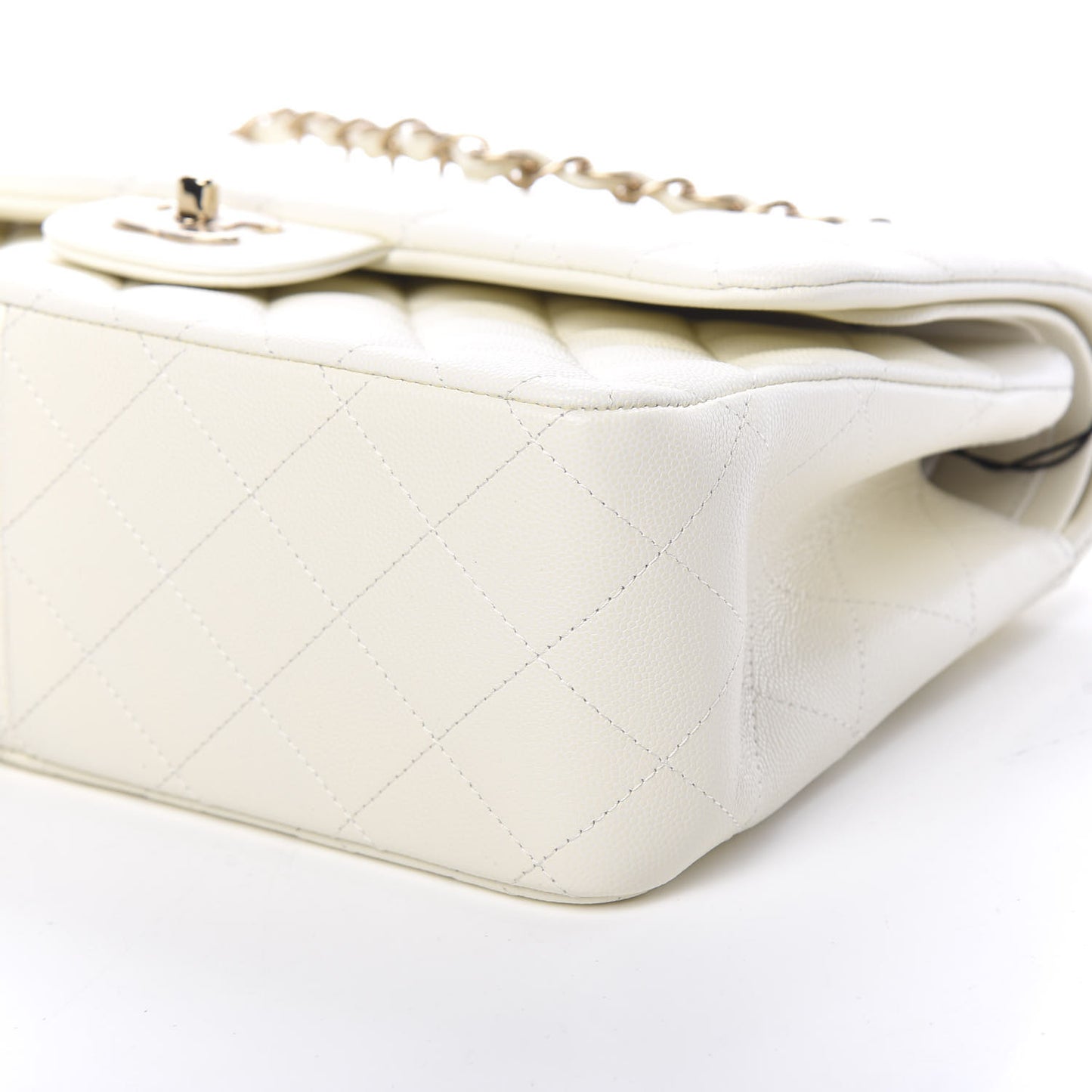 Caviar Quilted Jumbo Double Flap White