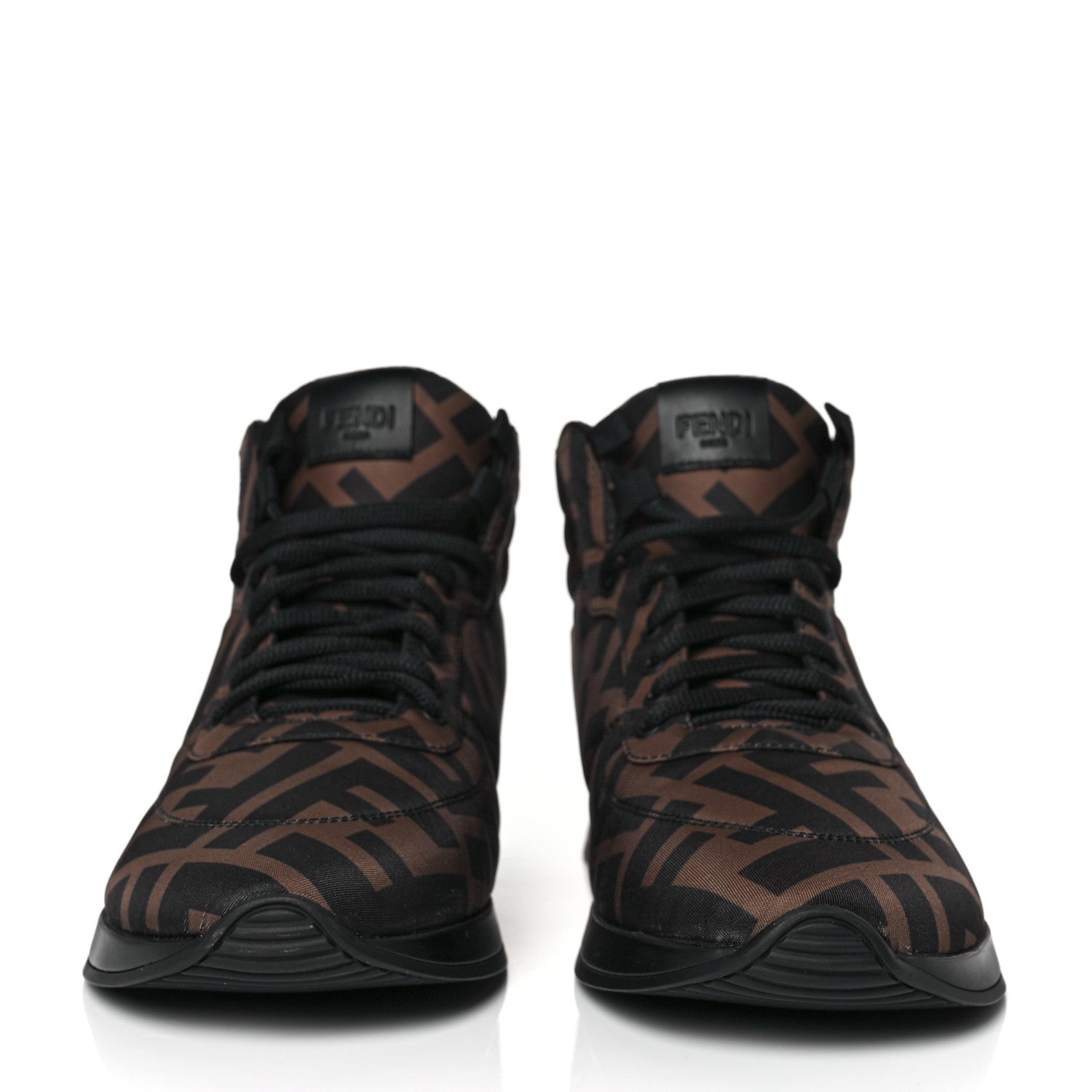 Fendi Nylon FF Reloaded High Top Sneakers 39 Tobacco Black 2 of 9
