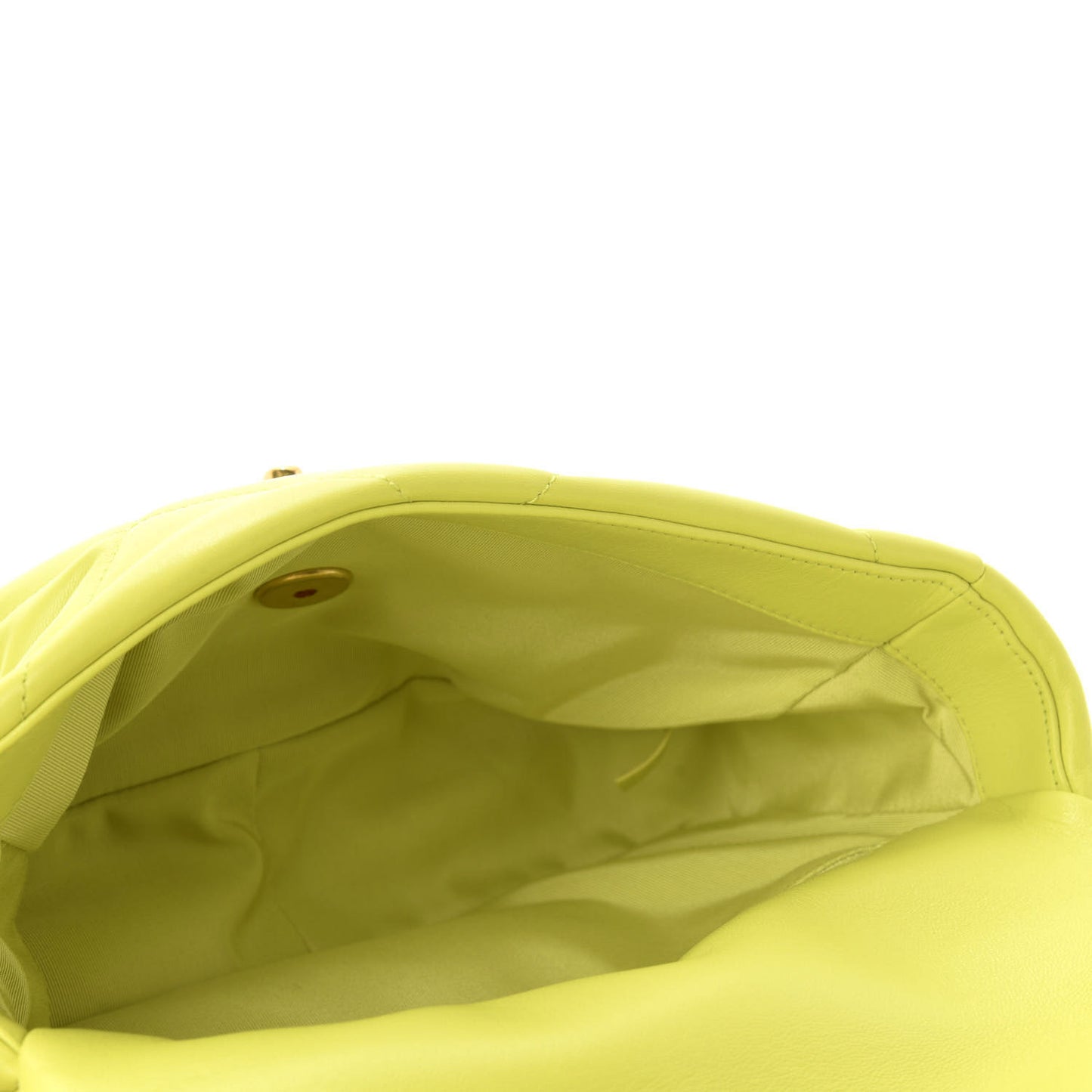 Shiny Lambskin Quilted Medium Chanel 19 Flap Neon Yellow