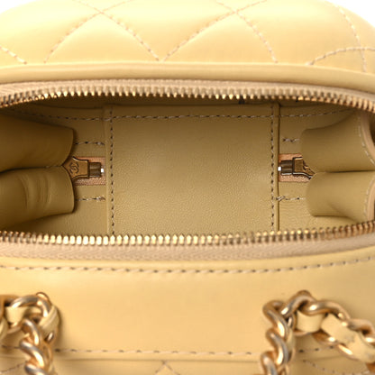Chanel Lambskin Quilted CC Bubble Vanity Case With Chain Light Yellow 5 of 11