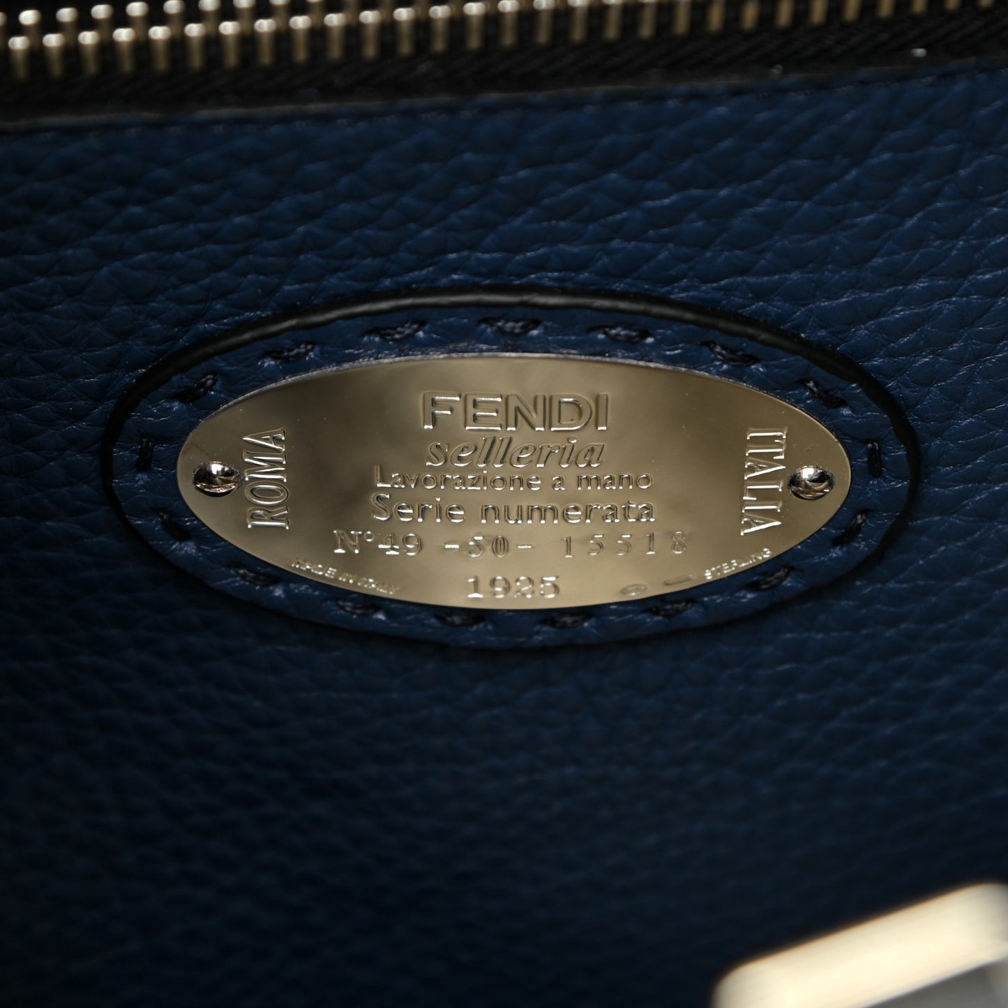 Cuoio Romano Selleria Large Peekaboo Iconic Fit Satchel Blue Marine