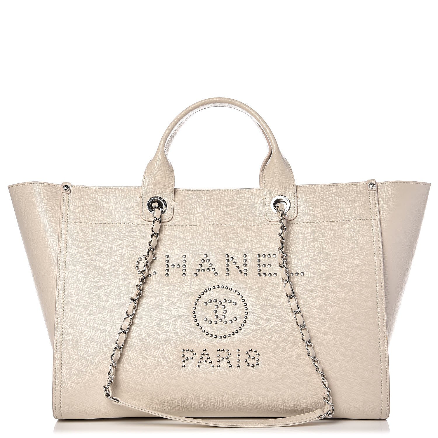 Chanel Caviar Large Studded Deauville Tote Beige 1 of 13