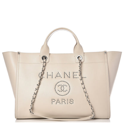 Chanel Caviar Large Studded Deauville Tote Beige 1 of 13