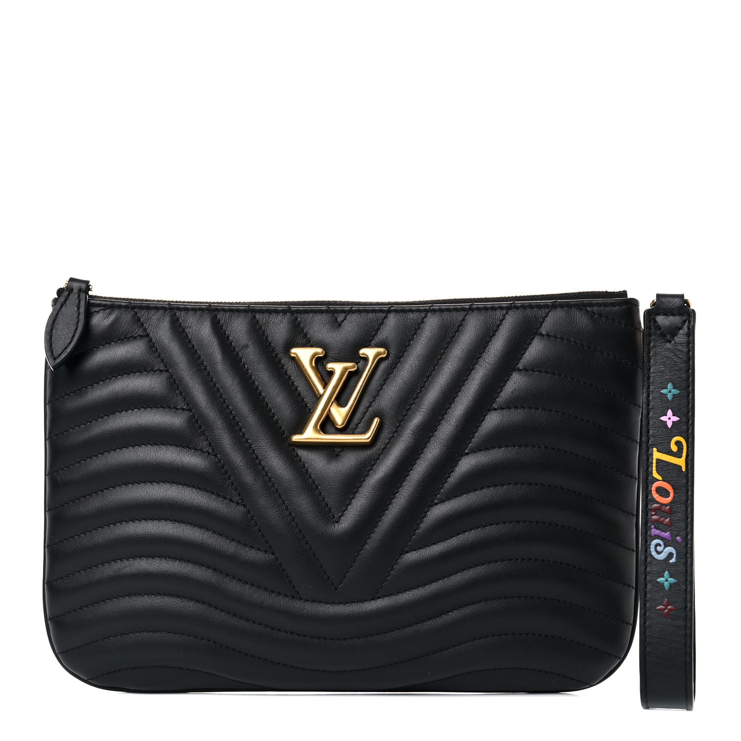 Louis Vuitton Calfskin New Wave Zipped Pochette Black 1 of 10