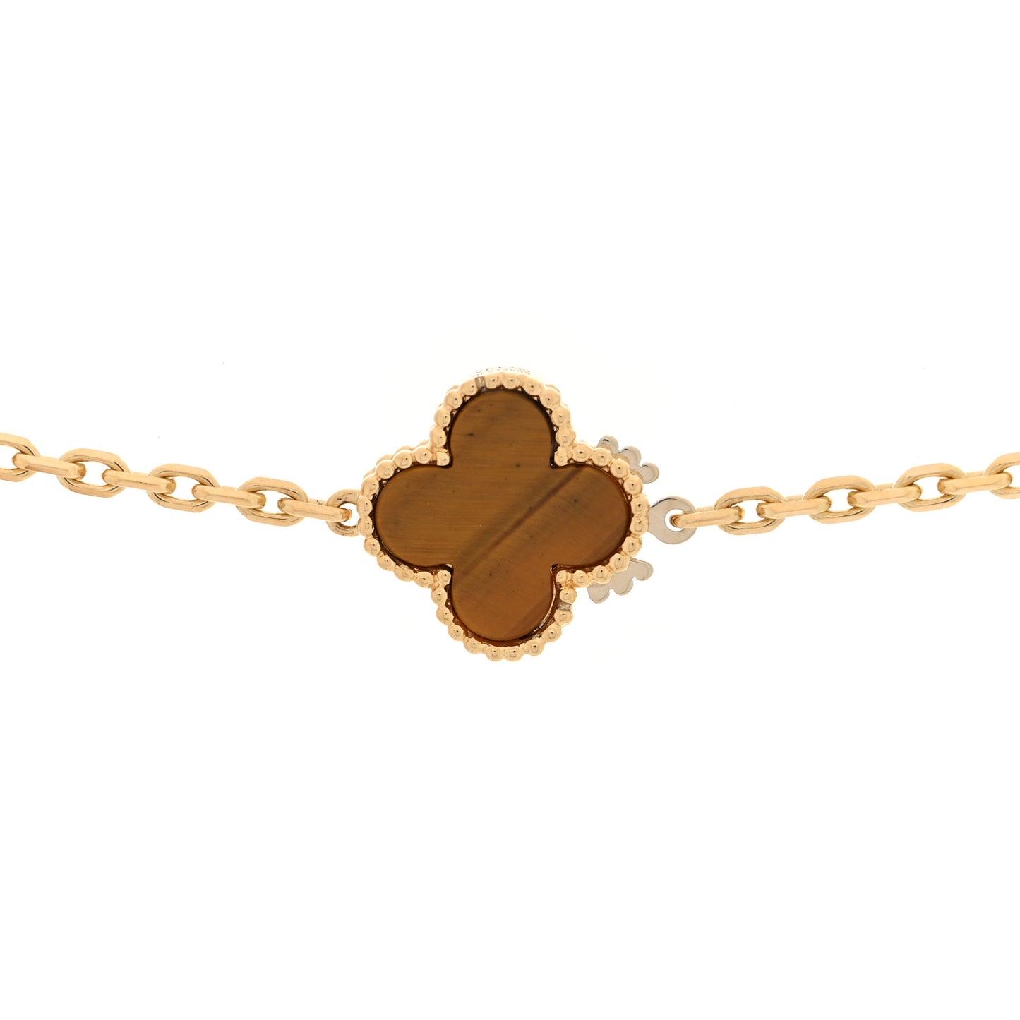18K Yellow Gold Tiger Eye Carnelian 16 Motifs Magic Alhambra Necklace