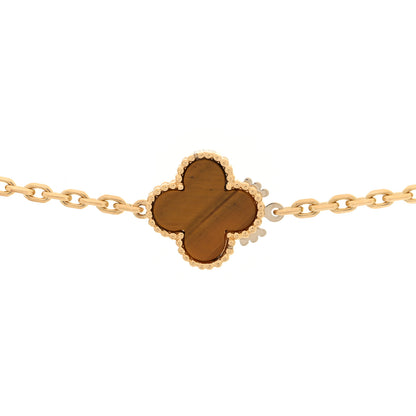 Van Cleef & Arpels 18K Yellow Gold Tiger Eye Carnelian 16 Motifs Magic Alhambra Necklace 7 of 10