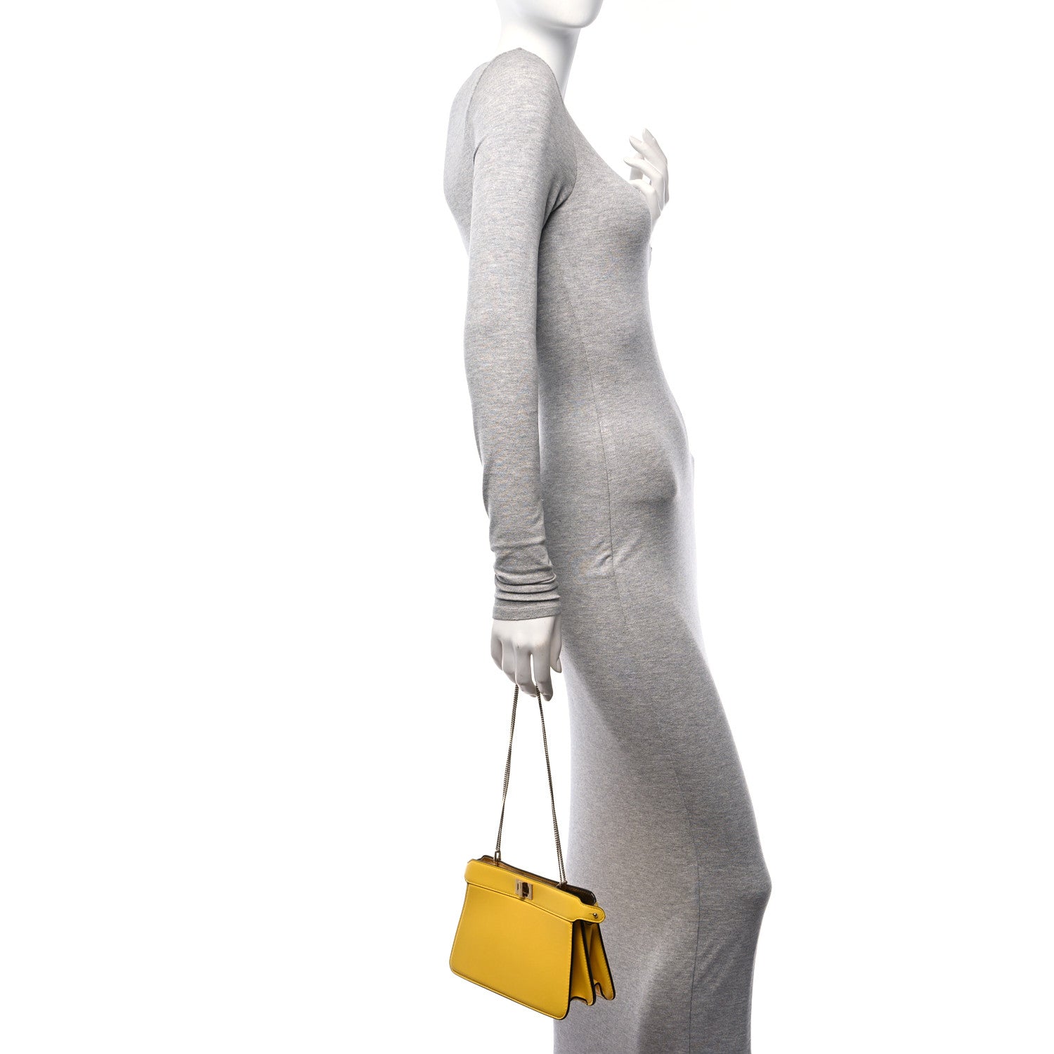 Fendi Nappa Small Peekaboo I SEE U East West Chain Satchel Limone 2 of 9