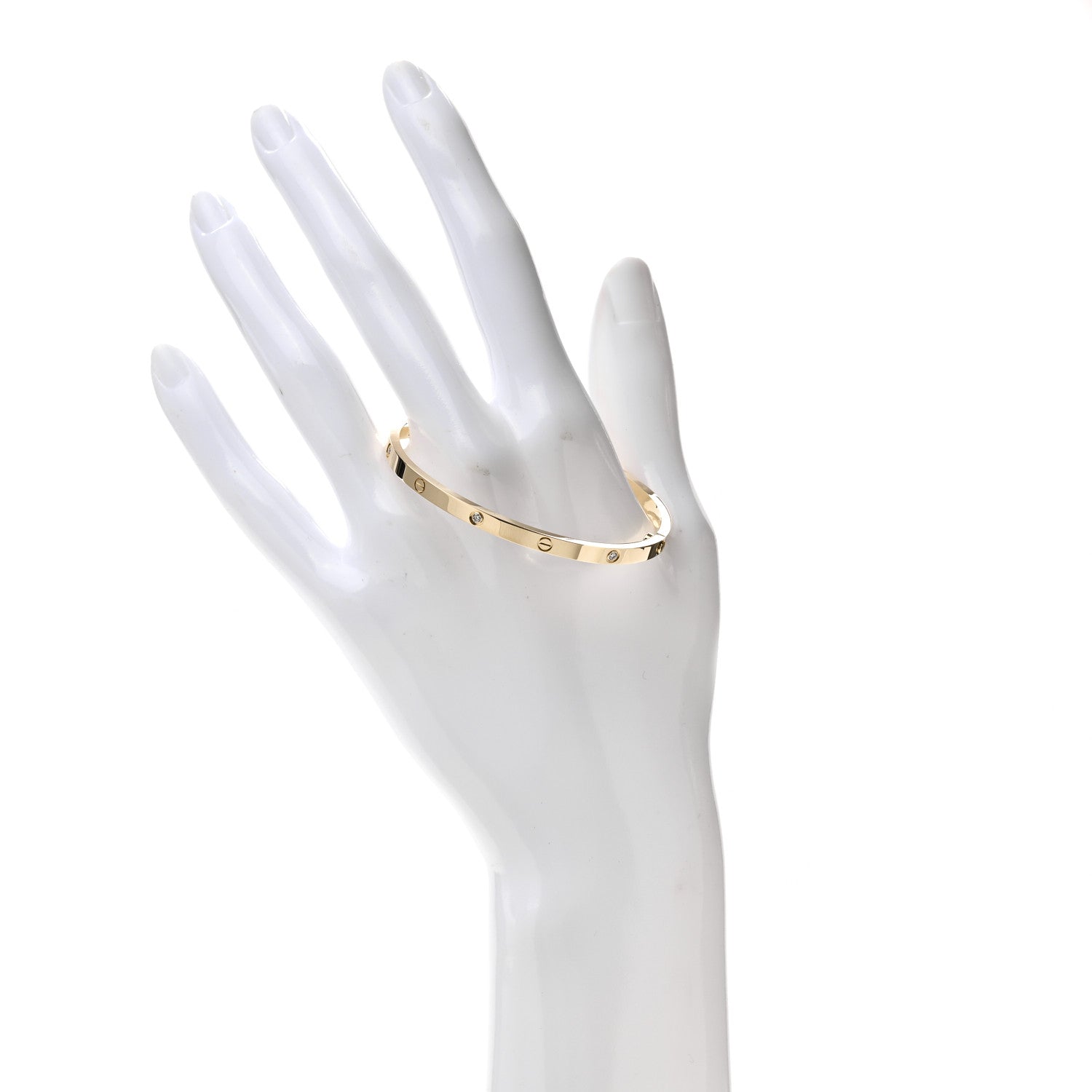 Cartier 18K Yellow Gold 6 Diamond Small LOVE Bracelet 16 2 of 6