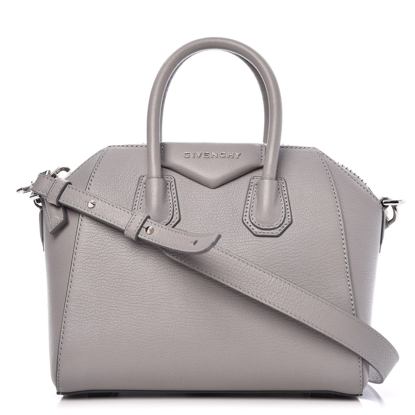 Sugar Goatskin Mini Antigona Pearl Grey