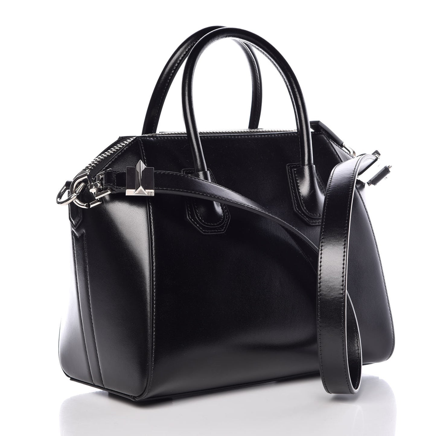 Shiny Lord Calfskin Small Antigona Black