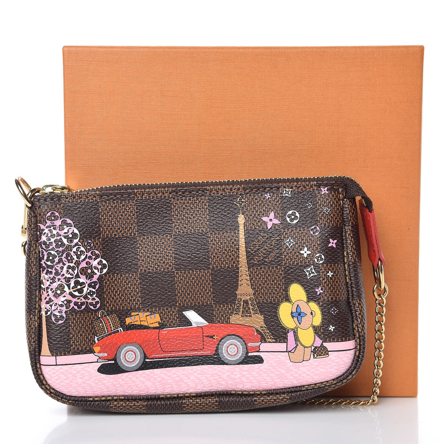 Louis Vuitton Damier Ebene 2019 Christmas Animation Mini Pochette Accessories Red 10 of 10