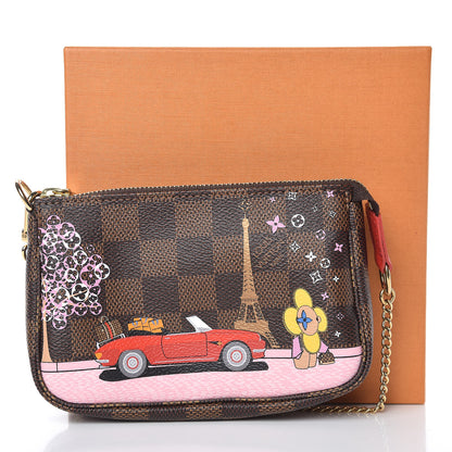Louis Vuitton Damier Ebene 2019 Christmas Animation Mini Pochette Accessories Red 10 of 10