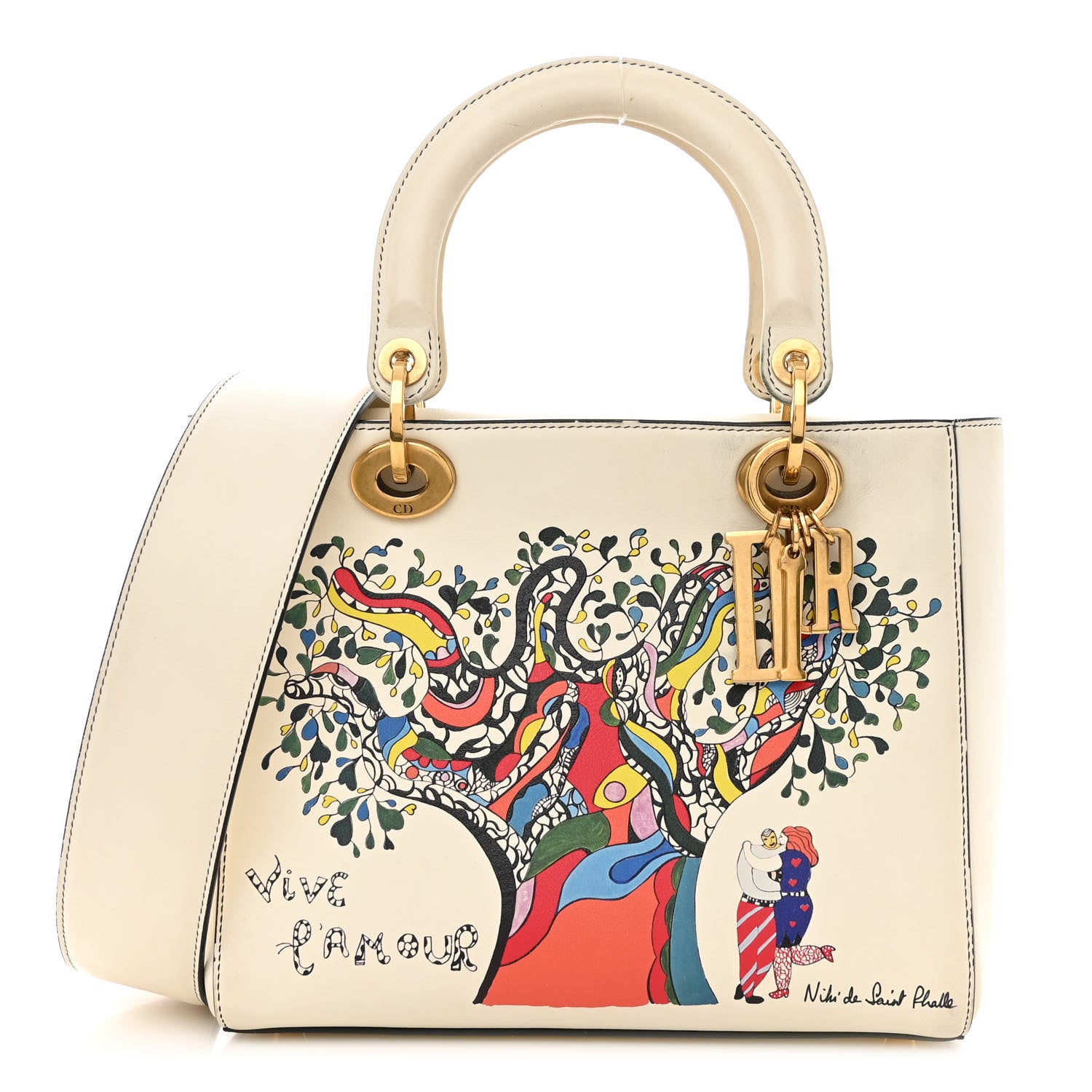 Christian Dior Calfskin Niki De Saint Phalle Medium Supple Lady Dior Off White 1 of 16
