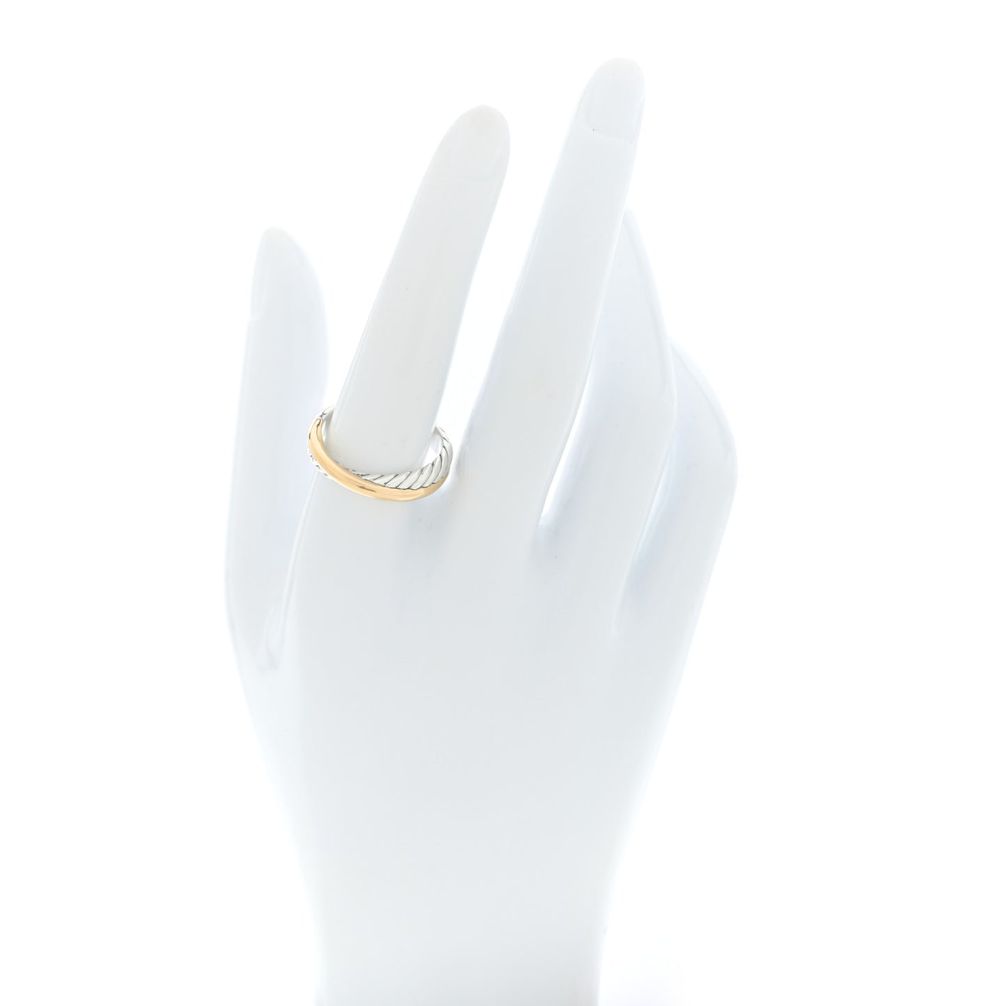 Sterling Silver 18K Yellow Gold Crossover Two Row Ring 59 8.75