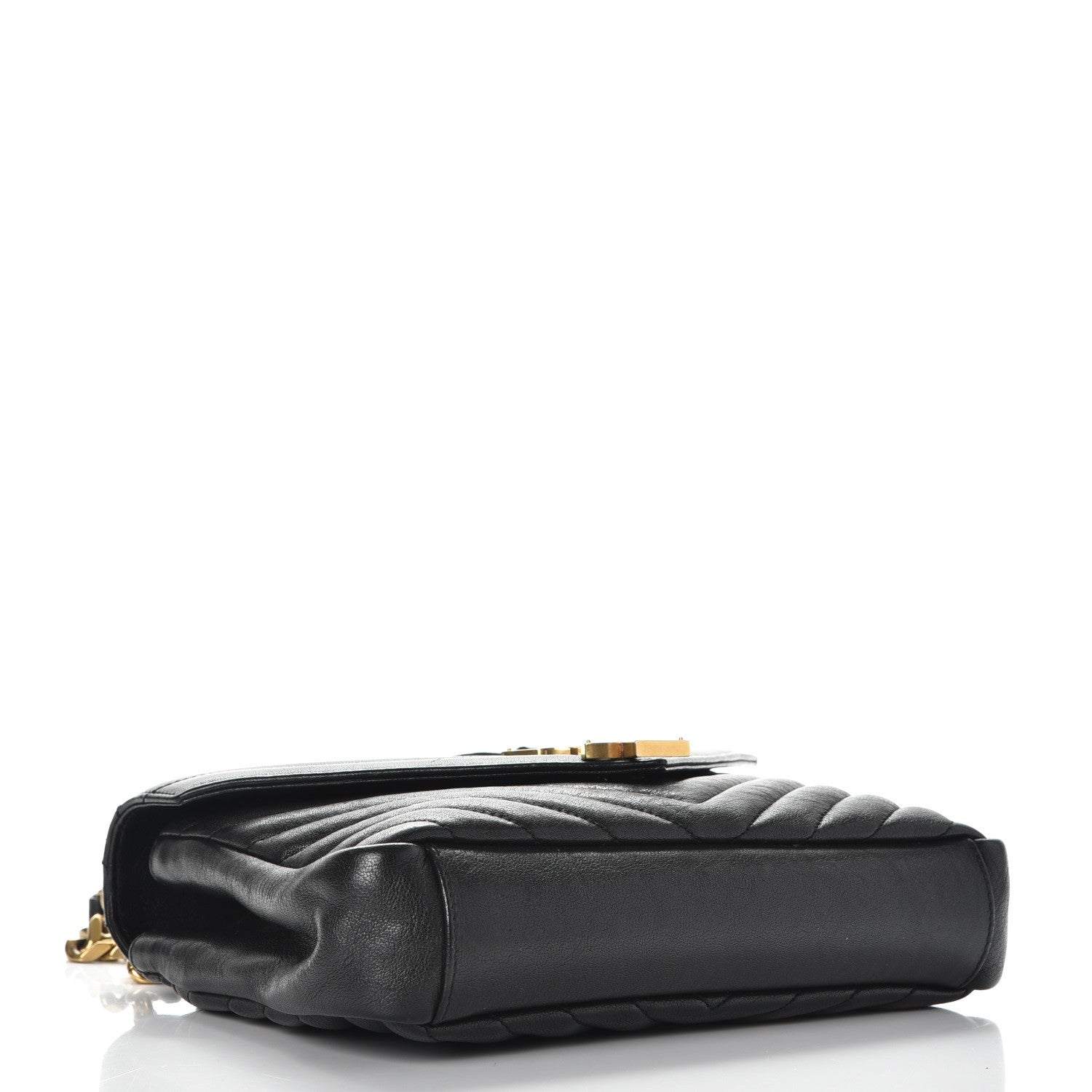 Saint Laurent Sheepskin Matelasse Chevron Monogram Medium College Bag Black 5 of 9