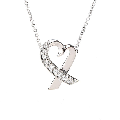Tiffany 18K White Gold Diamond Small Paloma Picasso Loving Heart Necklace 4 of 7