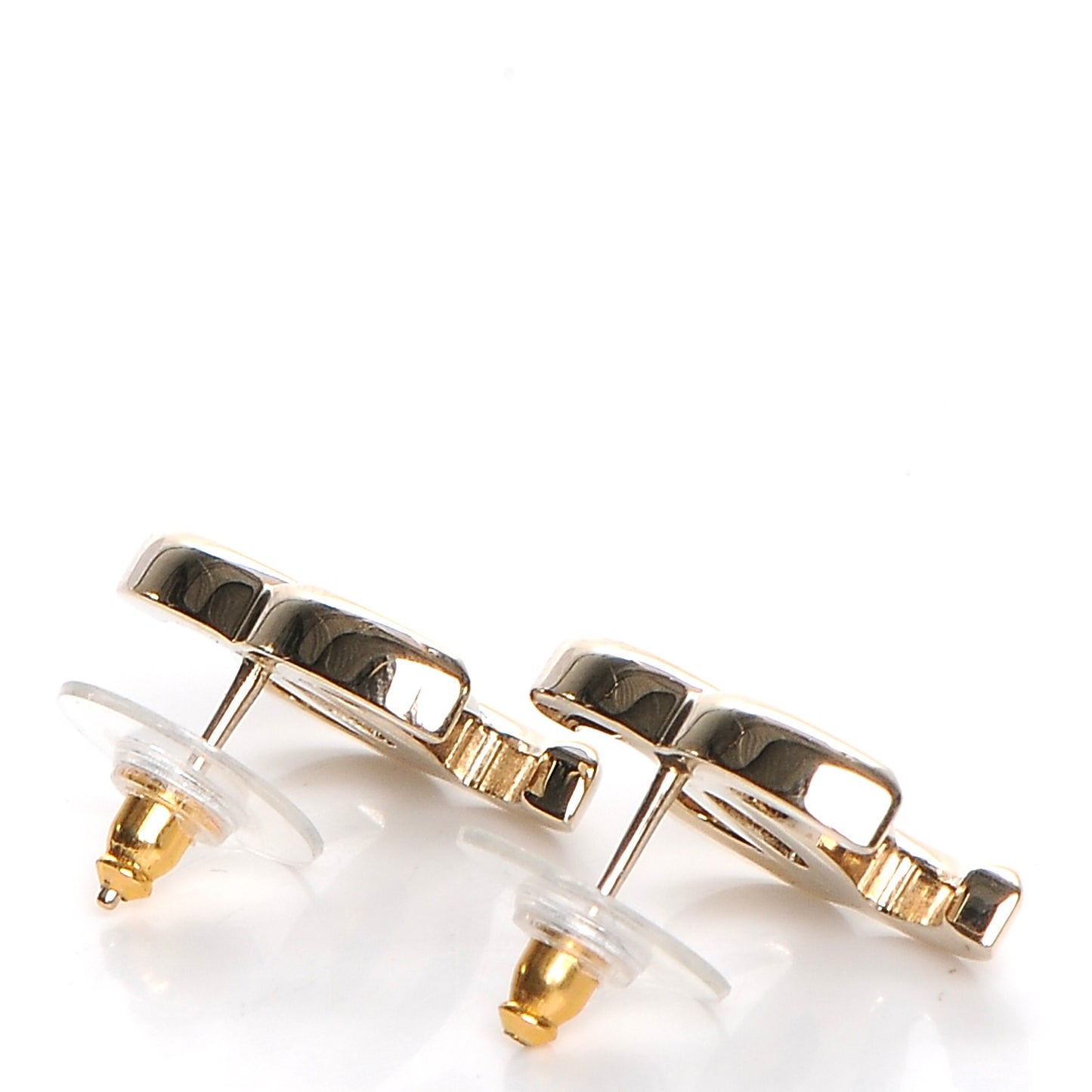Metal CC Stud Earrings Gold