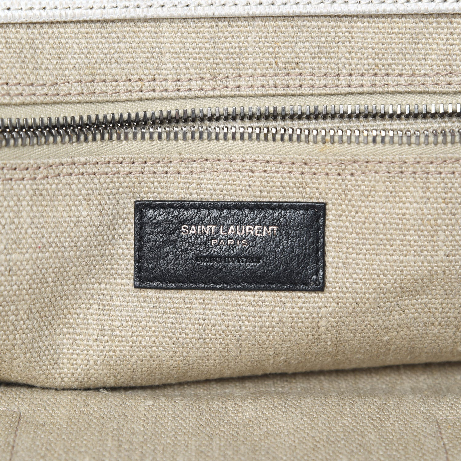 Saint Laurent Linen Calfskin Rive Gauche Tote Optic White 6 of 13