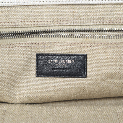 Saint Laurent Linen Calfskin Rive Gauche Tote Optic White 6 of 13