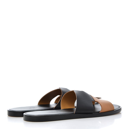Hermes Calfskin Mens Izmir Sandals 43.5 Black Naturel 4 of 11