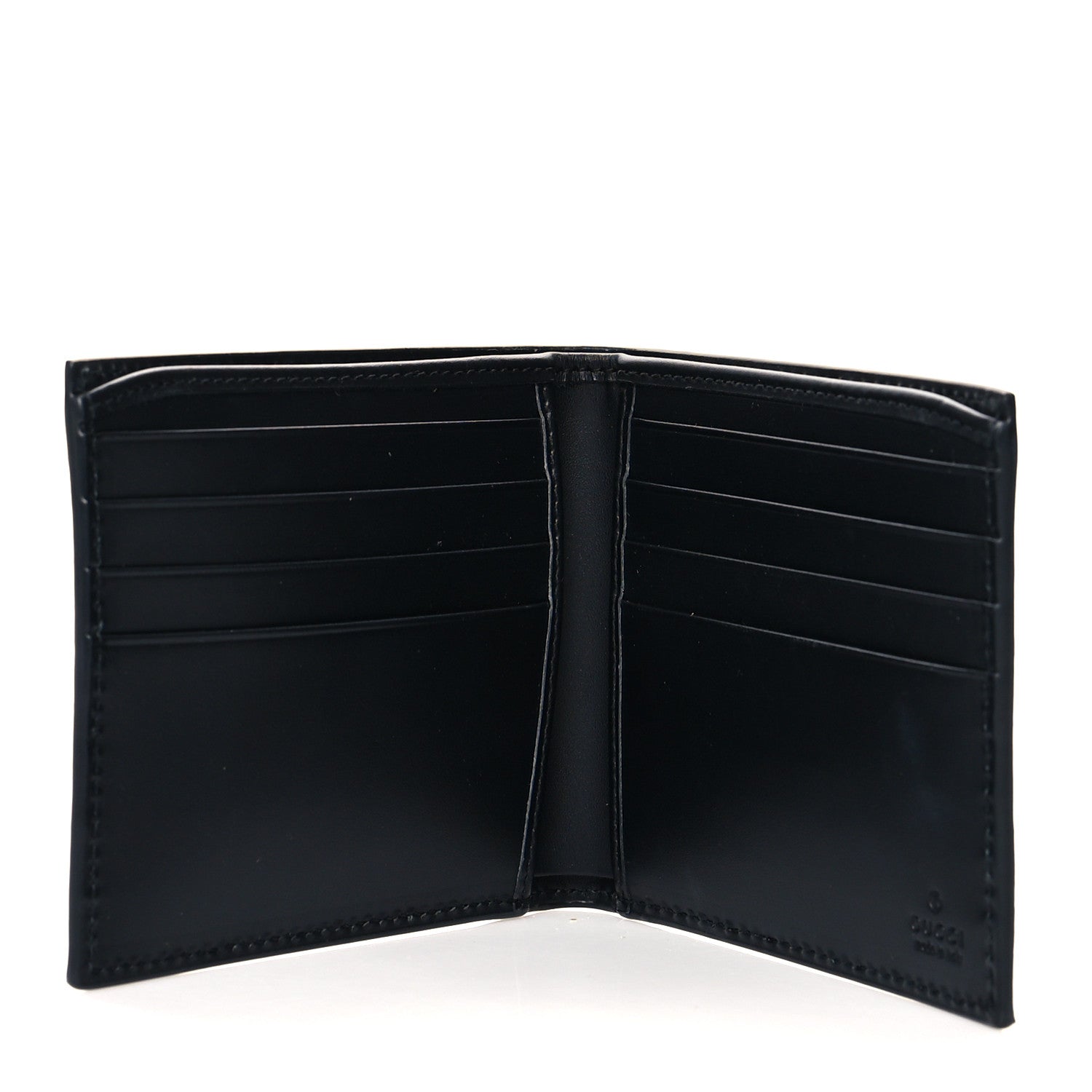 Gucci GG Supreme Monogram Selleria Calfskin Tiger Nice Bi-Fold Wallet Beige Ebony Multicolor Black 5 of 7