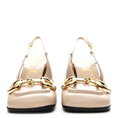 Gucci Malaga Kid Horsebit 75mm Slingback Pumps 35 Skin Rose 3 of 9