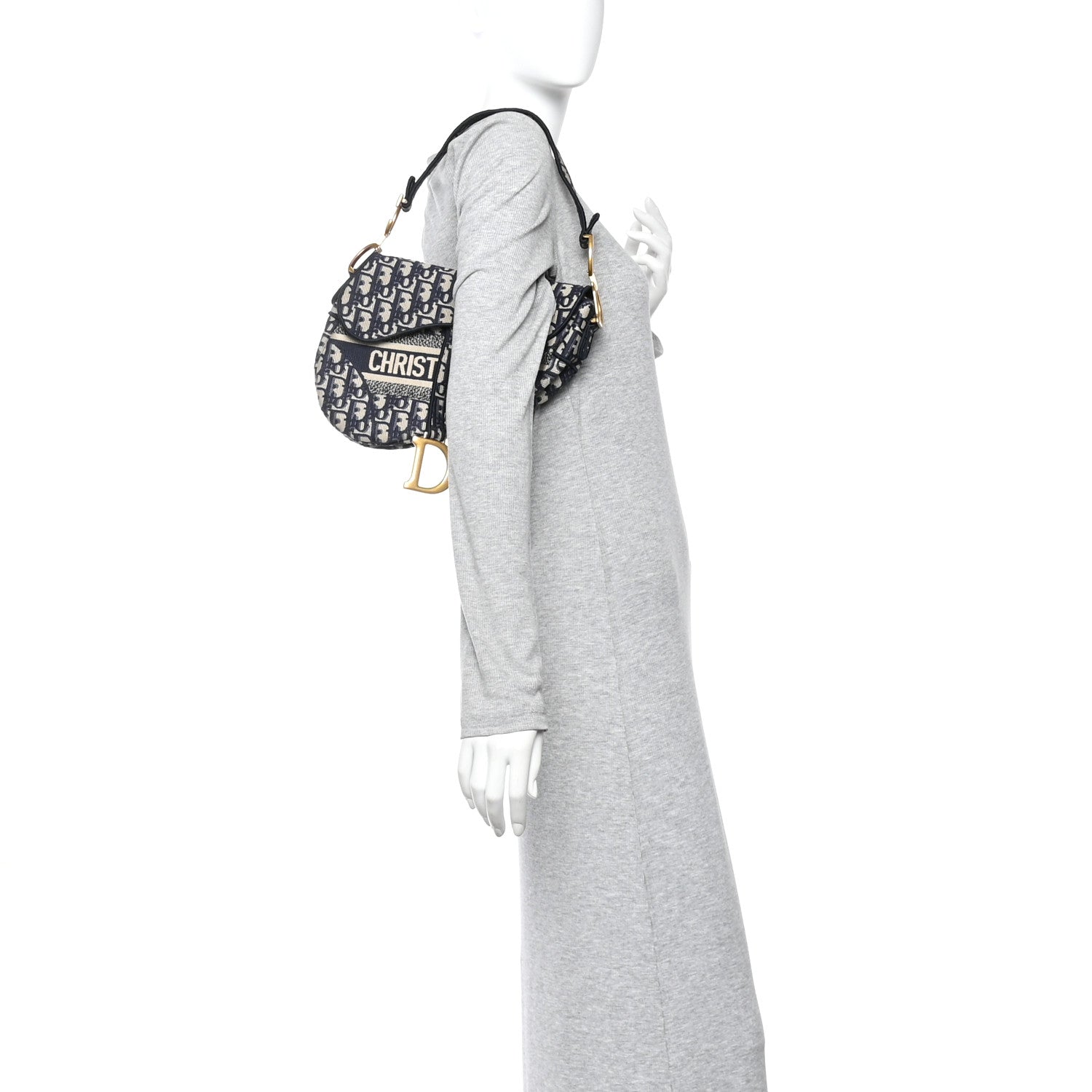 Christian Dior Oblique Embroidered Saddle Bag Blue 2 of 14
