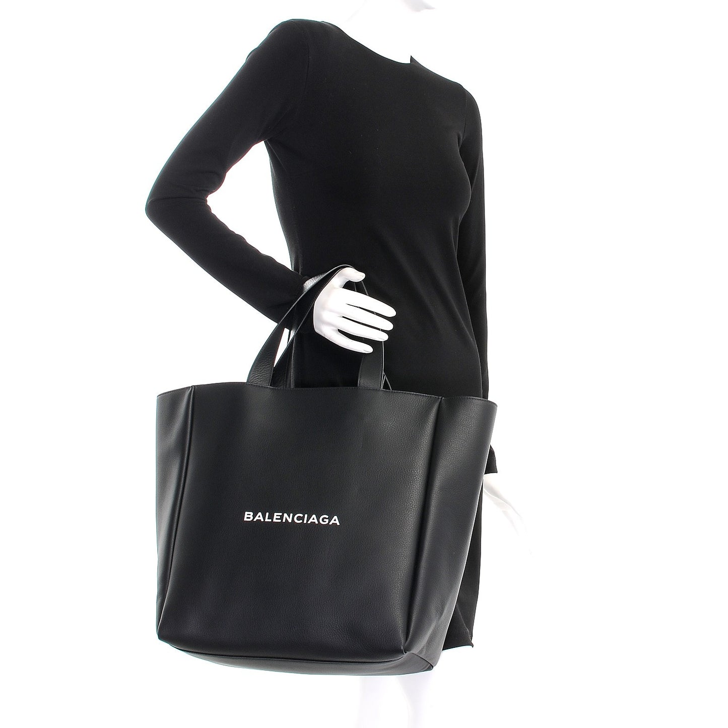 Calfskin Logo Medium Tote Black