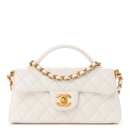 Chanel Lambskin Quilted Mini Flap Top Handle Bag White 1 of 11