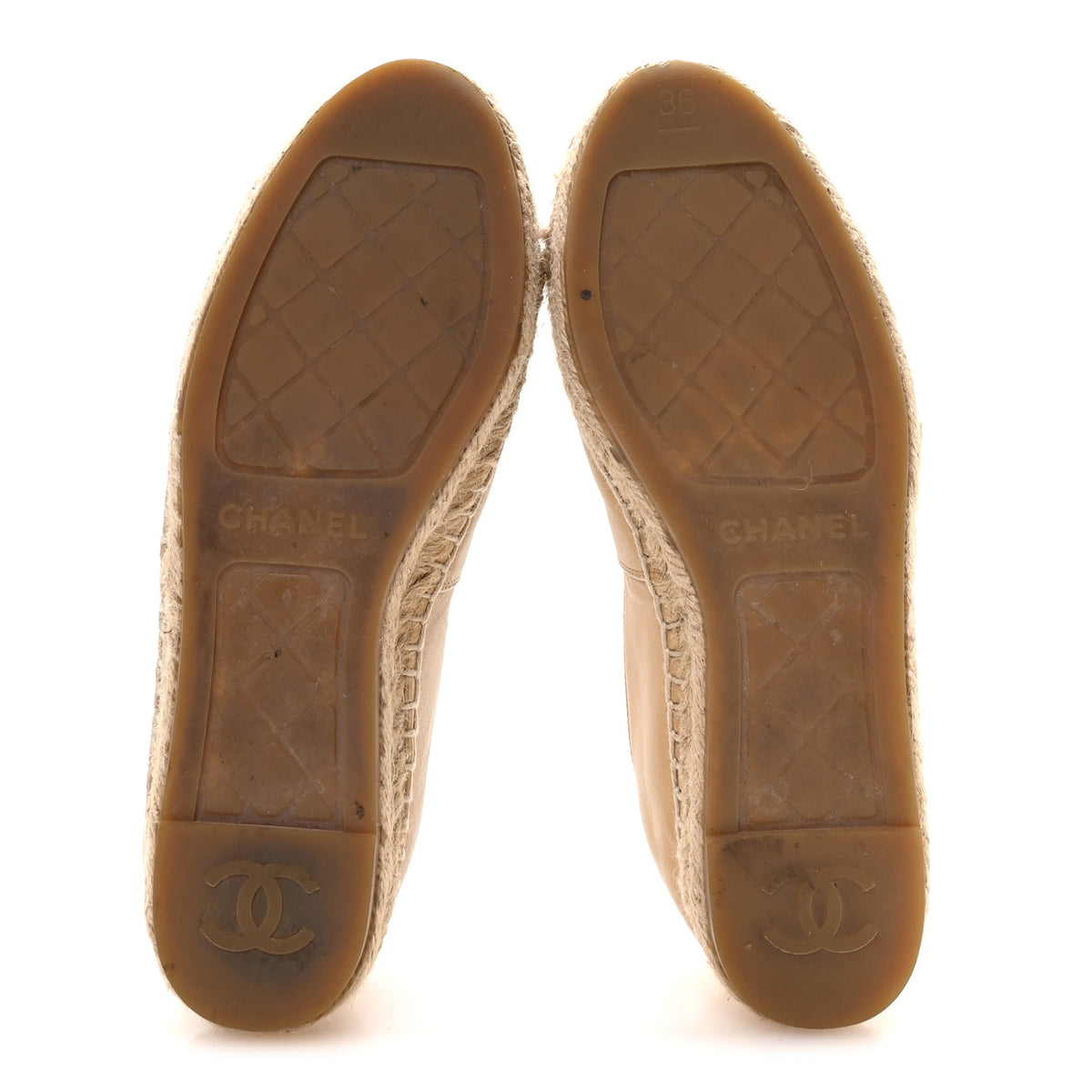 Chanel Lambskin CC Espadrilles 36 Beige Black 6 of 10