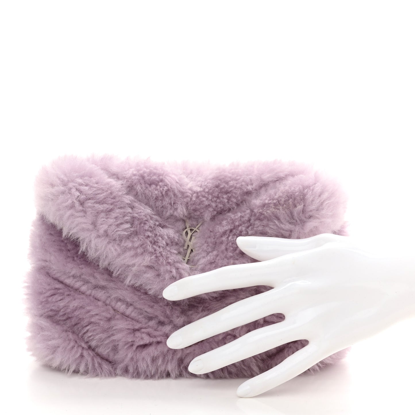 Shearling Quilted Monogram Loulou Puffer Pouch Clutch Lilac