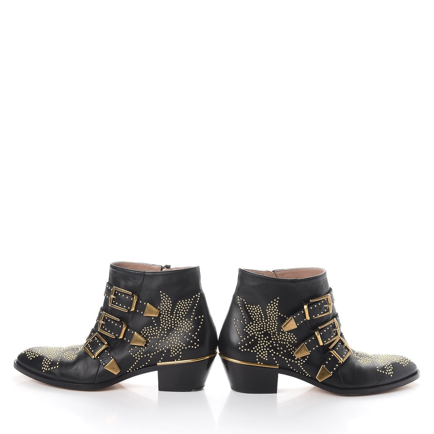 Nappa Sheepskin Studded Susanna Ankle Boots 40 Black Gold