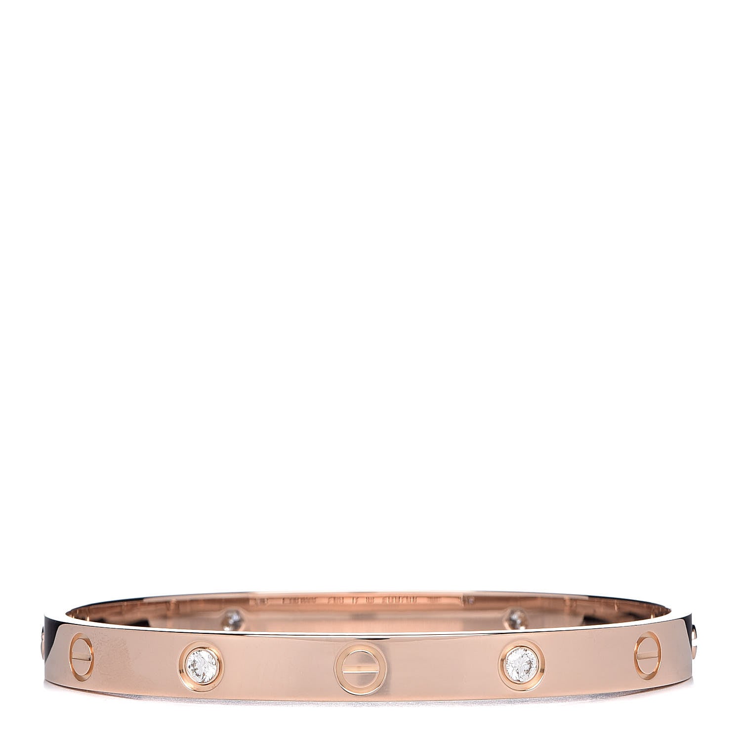 Cartier 18K Pink Gold 4 Diamond LOVE Bracelet 17 3 of 7