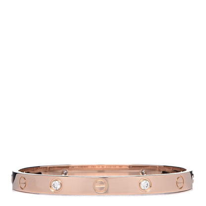 Cartier 18K Pink Gold 4 Diamond LOVE Bracelet 17 3 of 7