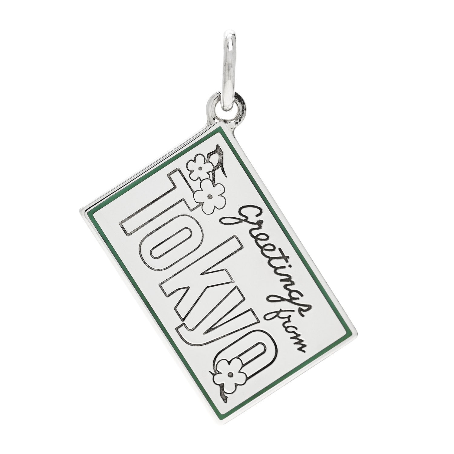 Tiffany Sterling Silver Enamel Tokyo Postcard Charm Blue 1 of 5