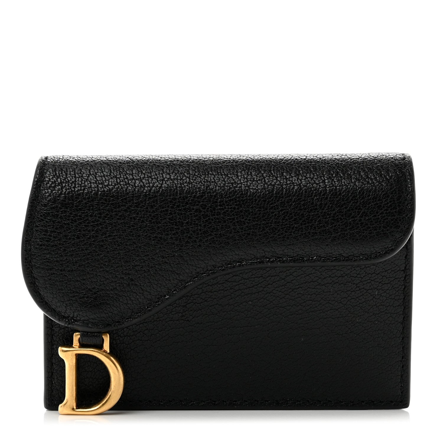 Christian Dior Goatskin Saddle Card Holder Black 1 of 7