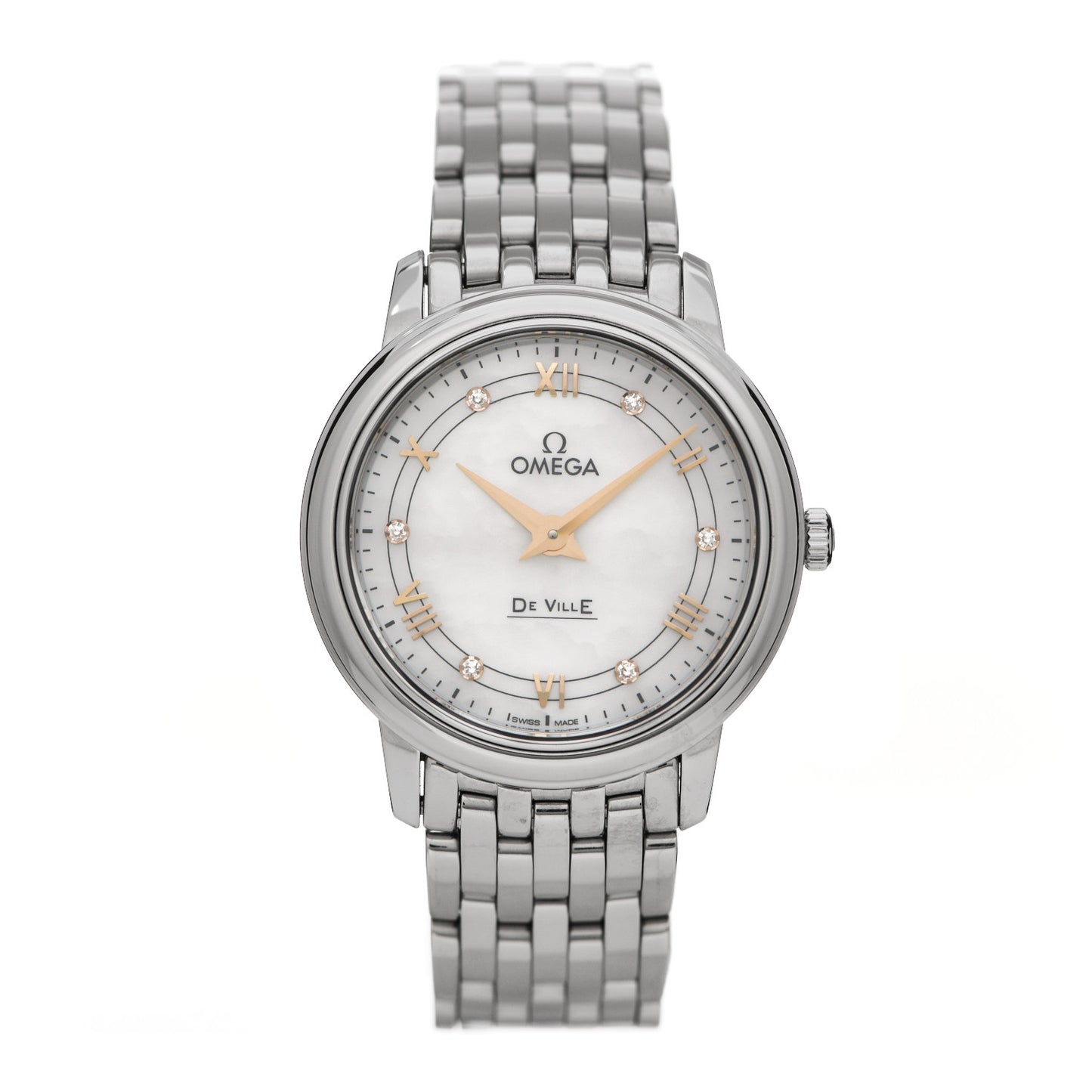 Stainless Steel Diamond Mother of Pearl 27mm De Ville Prestige Quartz Watch 424.10.27.60.55.001