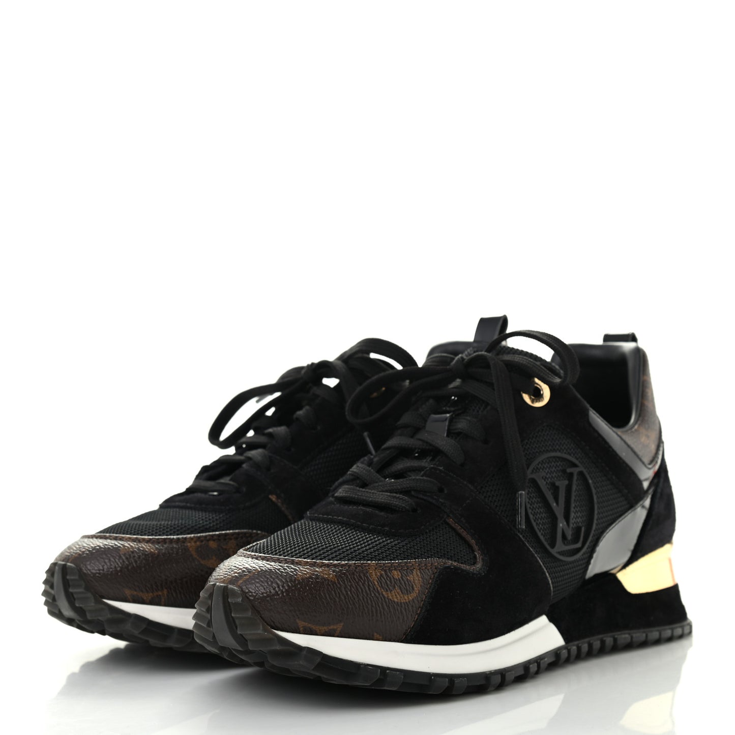 Suede Monogram Run Away Sneakers 37.5 Black