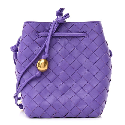 Bottega Veneta Nappa Intrecciato Small Drawstring Bucket Bag Purple 1 of 11