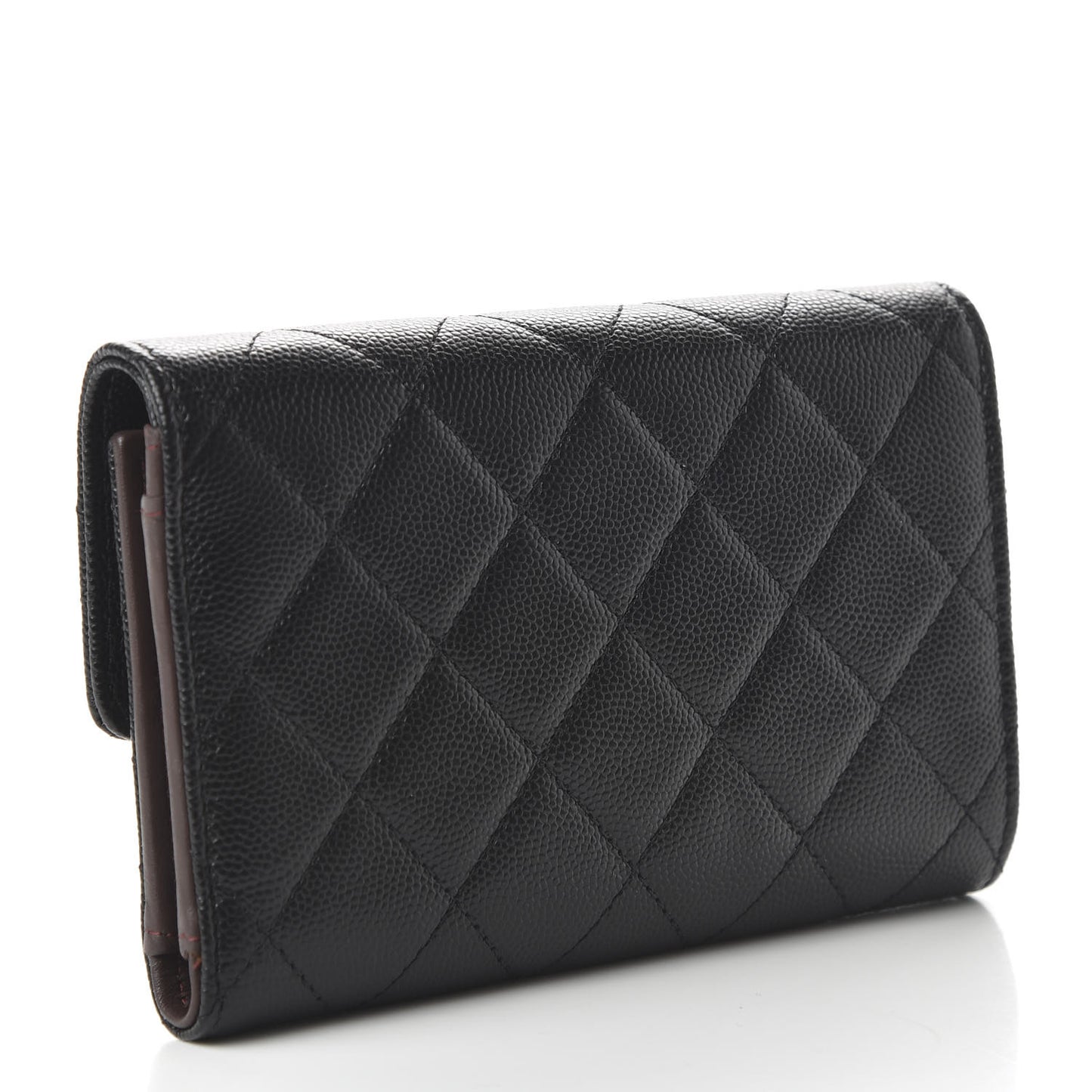 Caviar Quilted Small Flap Wallet Black