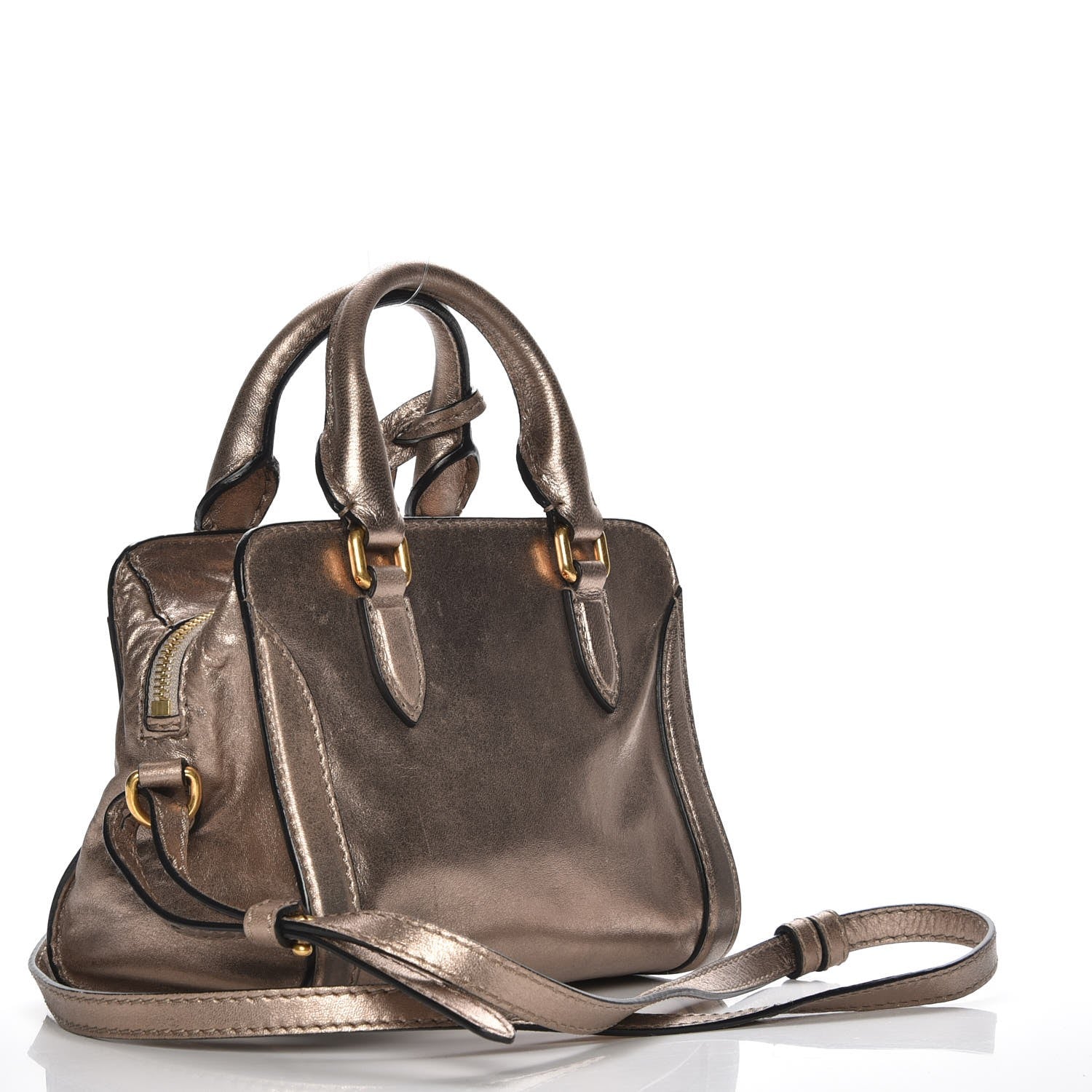 Alexander McQueen Metallic Calfskin Mini Padlock Tote Skin 4 of 9