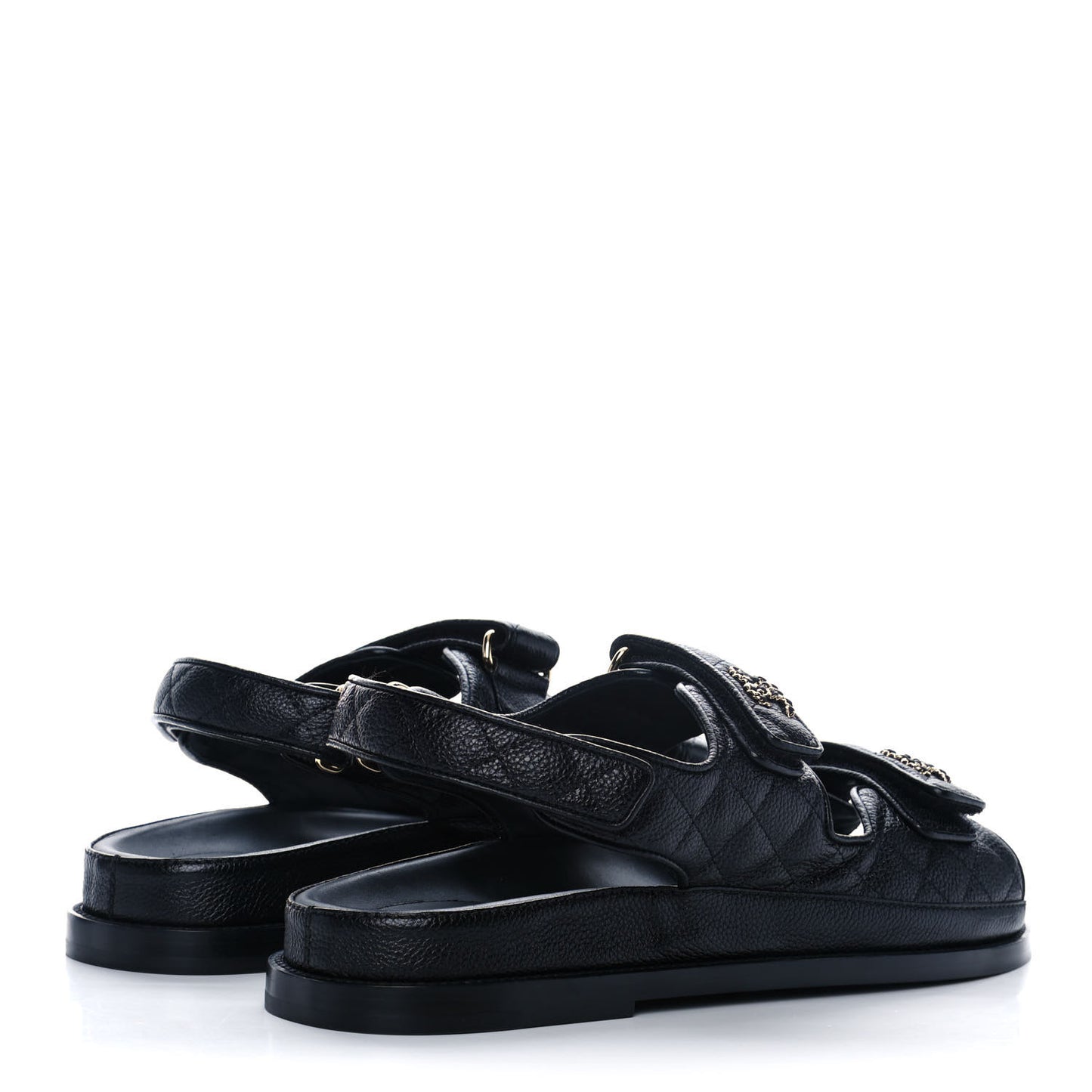 Grained Calfskin Velcro Dad Sandals 41 Black