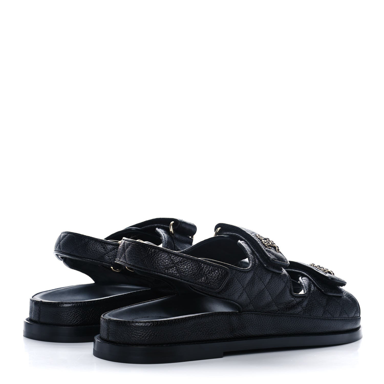 Chanel Grained Calfskin Velcro Dad Sandals 41 Black 4 of 10