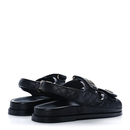 Chanel Grained Calfskin Velcro Dad Sandals 41 Black 4 of 10