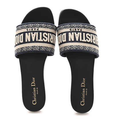 Christian Dior Canvas Embroidered Dway Mules Slide Sandals 36.5 Deep Blue 2 of 9