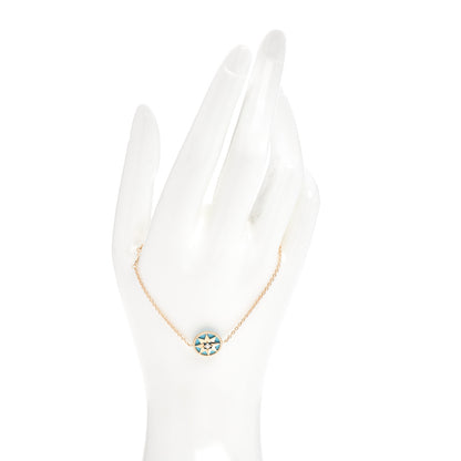 Christian Dior 18K Yellow Gold Diamond Turquoise Rose Des Vents Bracelet 2 of 4