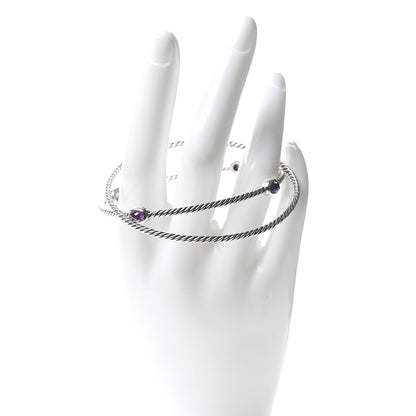 David Yurman Sterling Silver Amethyst Color Classics Cable Bangle Bracelet Set of 2 2 of 5