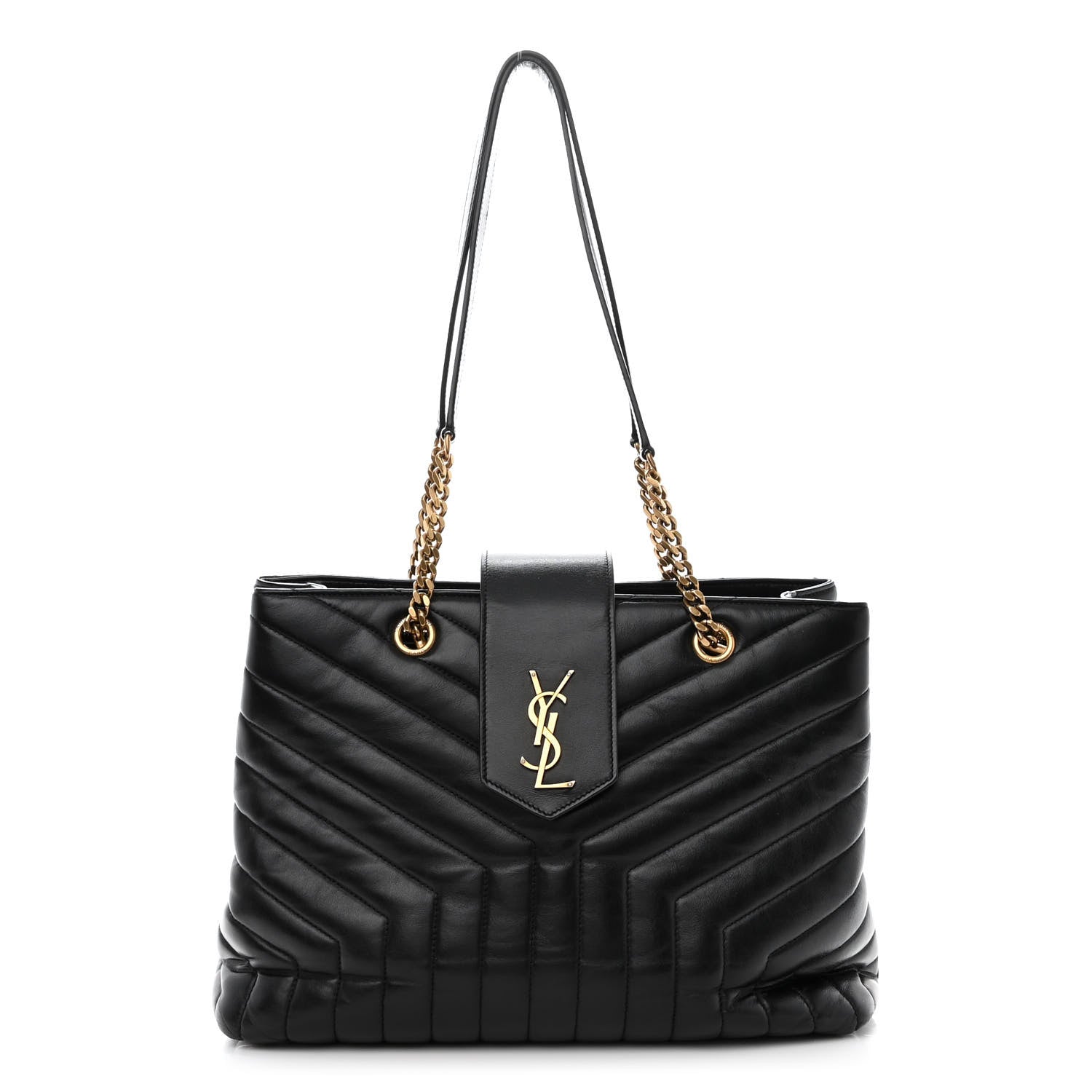 Saint Laurent Calfskin Y Quilted Monogram Large Loulou Shopper Black 1 of 13