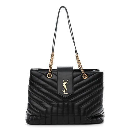 Saint Laurent Calfskin Y Quilted Monogram Large Loulou Shopper Black 1 of 13