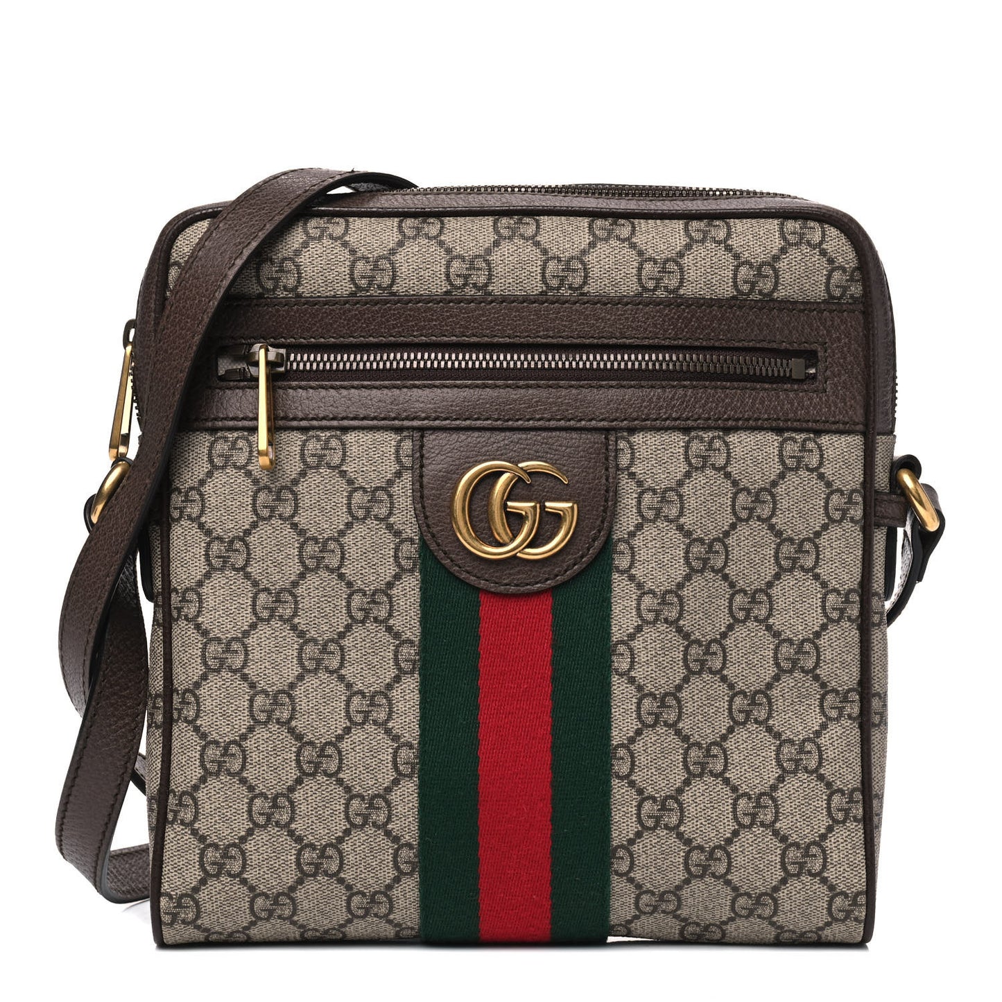 GG Supreme Monogram Web Small Ophidia Messenger Bag Brown